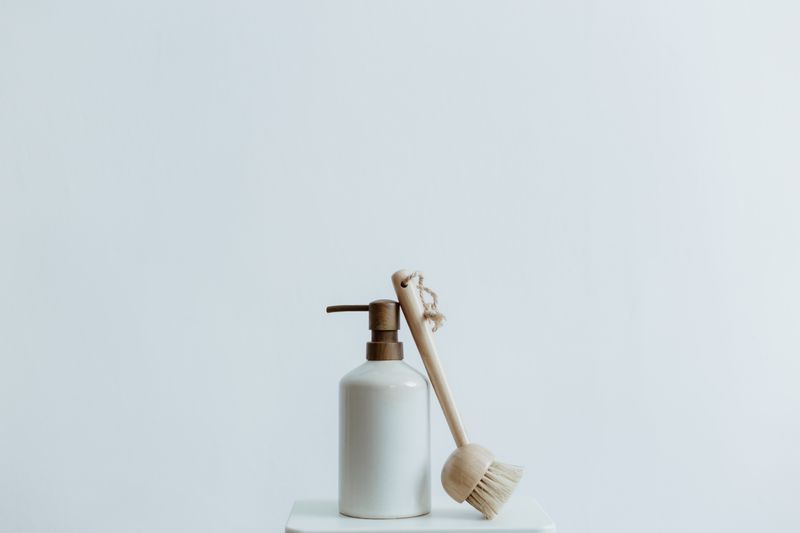 Pump Soap Dispenser with Wooden Scrub Brush